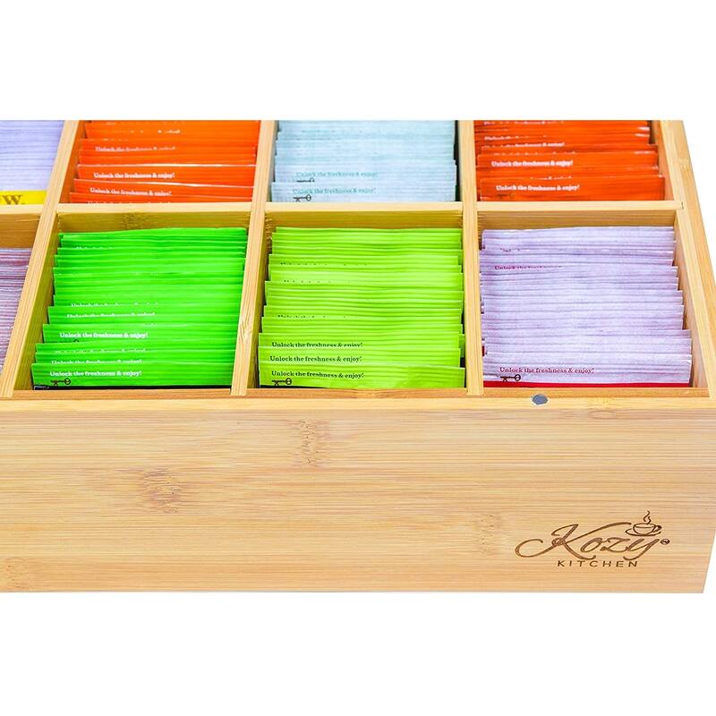 Tea Box Storage Organizer Large 8Storage Compartments and Clear
